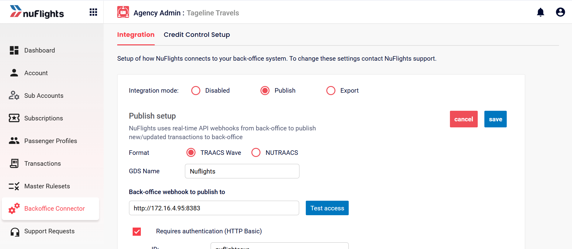 BackOffice Connector View